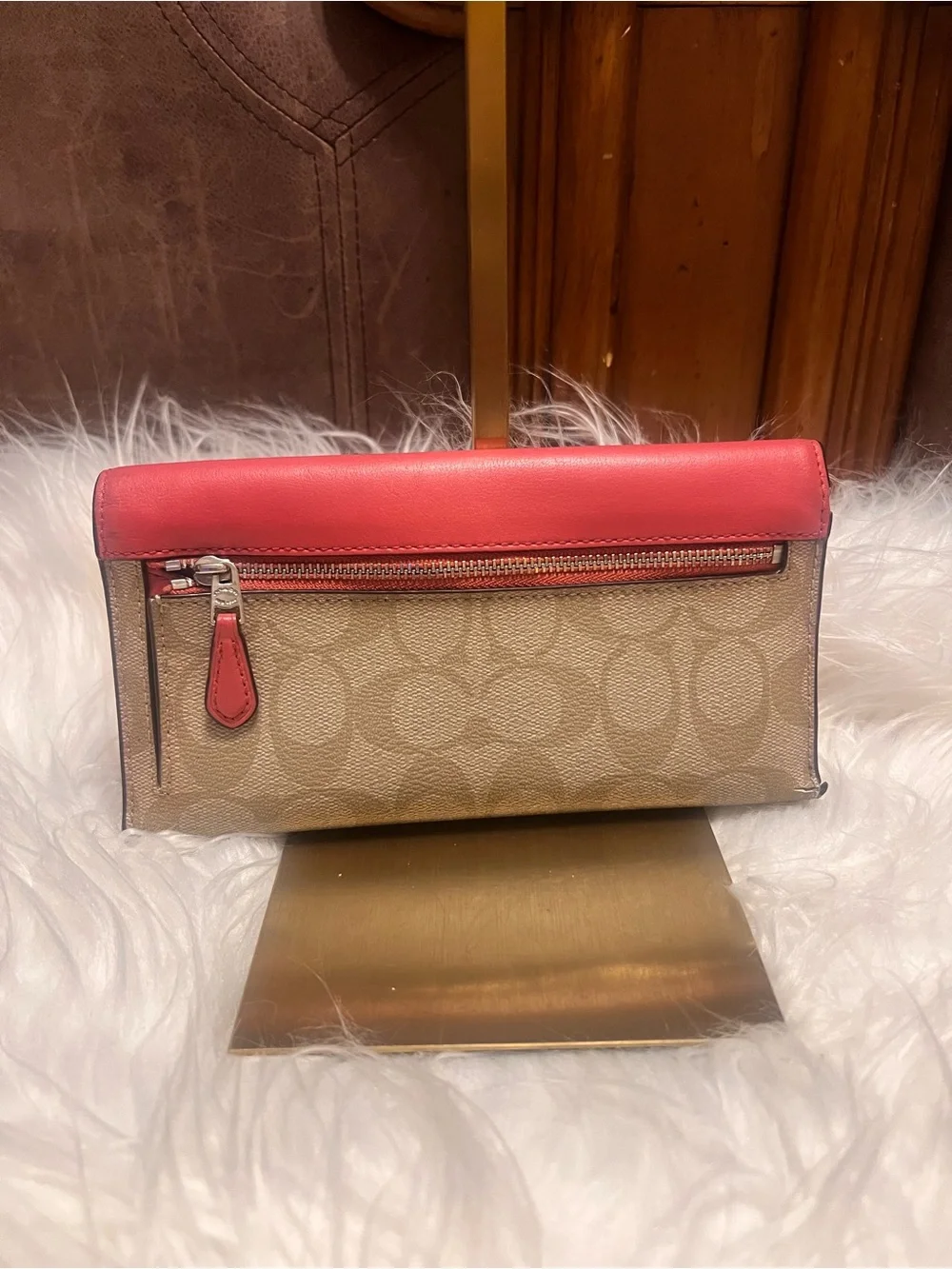 Coach Coral Leather Flap Signature leather  Wallet